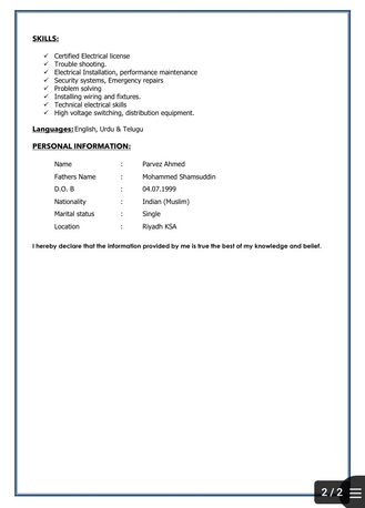 Olaya, Job Seekers, Electricain Maintenance Technician