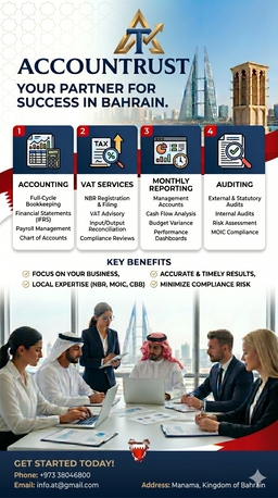Manama, Accounting, Expert VAT, Accounting & Audit Services For Business In Bahrain- BD50