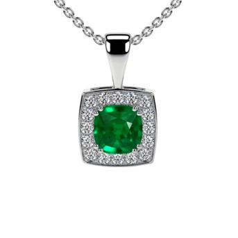 New York, Jewelry, USD 3844,  Emerald Square Cushion Cut -Gemstone Pendant Necklace - Buy Now