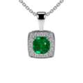 USD 3844,  Emerald Square Cushion Cut -Gemstone Pendant Necklace - Buy Now