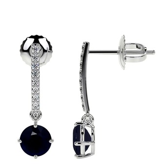 New York, Jewelry, USD 1493,  Luxury Blue Sapphire Stud Earrings With Round Shape And Diamond Setting