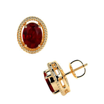 New York, Jewelry, USD 6256,  14k Yellow Gold Ruby Stud Earring - Buy Now