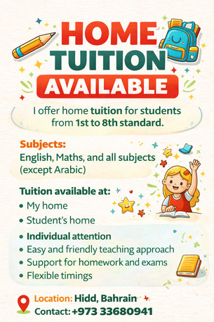 Hidd, Education, Home Tuition Available