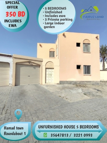 Hamad Town, Apartments, Flats, Houses & Villas, BHD 350/year,  5 BR,  House For Rent In Hamad Town 5 Bedroom 350 Bd Including Ewa