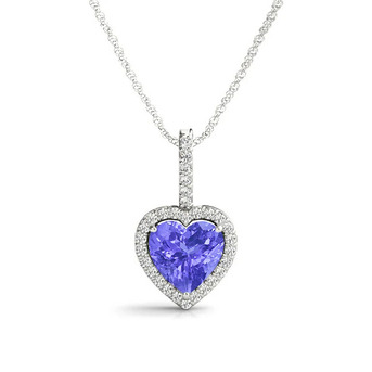 New York, Jewelry, USD 79787,  For Sale: 1ct Heart Tanzanite Pendant With 0.125cttw Diamond