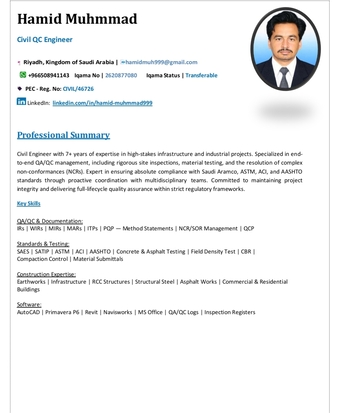 Jubail, Job Seekers, Civil Engineer/Civil QC/Site Engineer/Site Supervisor