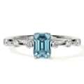 USD 1194,  Get Emerald Cut Aquamarine Ring Elegant Diamond Ring