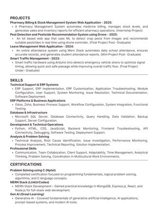 Manama, Job Seekers, ERP Support Engineer | Odoo & Zoho Specialist | MCA Graduate