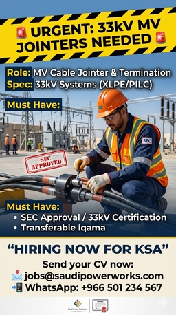 Dammam, Jobs, URGENT HIRING: MV CABLE JOINTER & TERMINATOR (33kV)