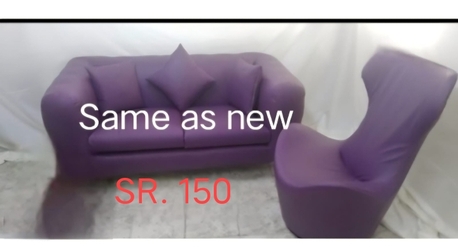 Riyadh, Furniture, SAR 150,  3 Seater Sofa, High Sofa Chair And Stool Same As New