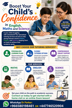 Riyadh, Lessons Offered, Boost Your Child&rsquo;s Confidence In English, Maths & Science