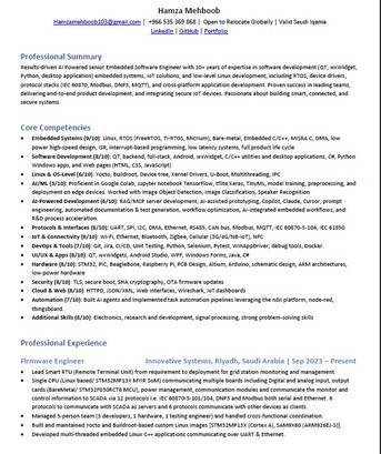 Riyadh, Job Seekers, Senior Embedded And Software Developer