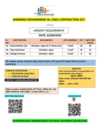 Jubail, Jobs, Multi Welder (CS) & Pipe Fabricator