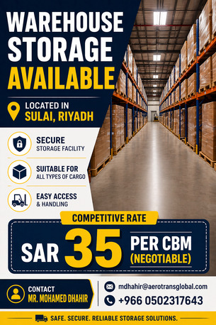 As Sulayyil, Warehouses, SAR 35,  400 Sq. Meter,  WAREHOUSE STORAGE AVAILABLE LOCATED IN SULAI, RIYADH