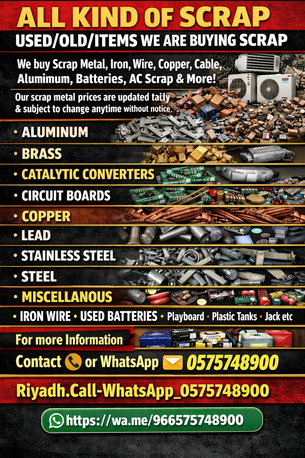 Riyadh, Items Wanted, We Buying Purchase Different Types Of Scraps Materials 0575748900
