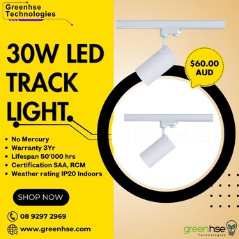 Perth, Electrical & Plumbing, AUD 60,  30W LED Track Light In Perth | Triac Dimmable, 50,000H Lifespan