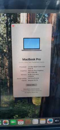 Al Sharafeyah, Computers, SAR 1350,  MacBook Pro 2019 Intel I5 Quad Core, Ram 8gb, SSD 250gb