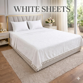 Mumbai, Household Items, INR 1499,  White Cotton Bedsheets &mdash; Pure Cotton, Handloom & Hand Block Printed | Theindiglobal