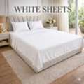 INR 1499,  White Cotton Bedsheets &mdash; Pure Cotton, Handloom & Hand Block Printed | Theindiglobal