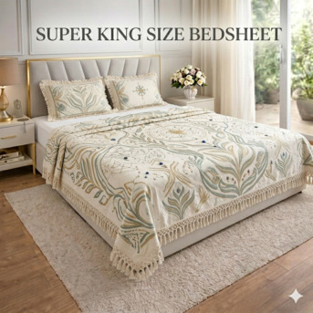Mumbai, Household Items, INR 2499,  Super King Size Bedsheets &mdash; 108x108 Pure Cotton With Pillow Covers | Theindiglobal
