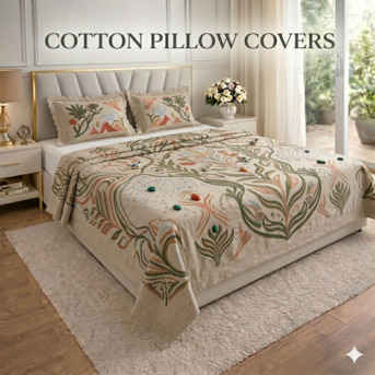 Mumbai, Household Items, INR 799,  Cotton Pillow Covers &mdash; Handloom & Hand Block Printed, Set Of 2 | Theindiglobal