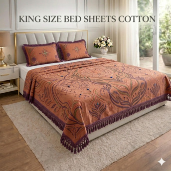 Mumbai, Household Items, INR 1499,  King Size Cotton Bed Sheets With Pillow Covers &mdash; Handloom & Handblock | Theindiglobal
