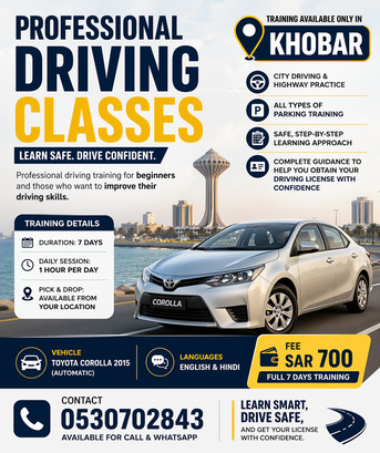 Khobar, Free Items, SAR 700,  Professional Driving Training &ndash; Build Confidence Fast