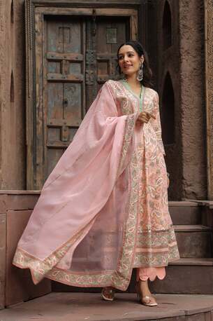 Mumbai, Clothing & Accessories, INR 2123,  Paisley Printed Pure Cotton Anarkali Kurta With Trouser & Dupatta