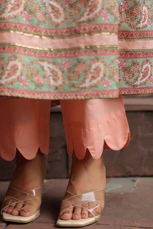 Mumbai, Clothing & Accessories, INR 2123,  Paisley Printed Pure Cotton Anarkali Kurta With Trouser & Dupatta