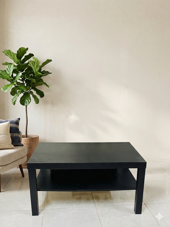 Jizan, Furniture, SAR 80,  Modern Black Coffee Table With Storage Shelf طاولة قهوة