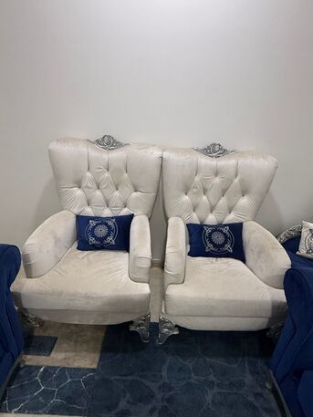 Madinah, Furniture, SAR 1000,  For Sale: Luxury Royal Blue & Silver Sofa Set (7-Seater)