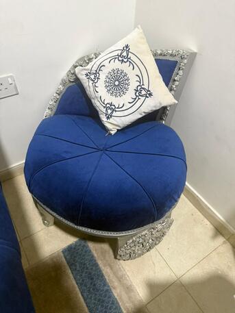 Madinah, Furniture, SAR 1000,  For Sale: Luxury Royal Blue & Silver Sofa Set (7-Seater)