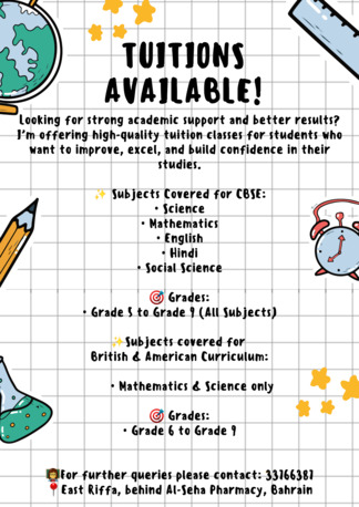 East Riffa, Lessons Offered, Tuitions Available!