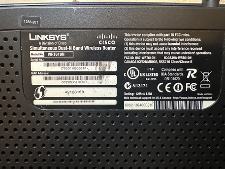 Saar, Electronics, BHD 8,  Cisco-Linksys WRT61ON  Wireless-Dual N Band  Router