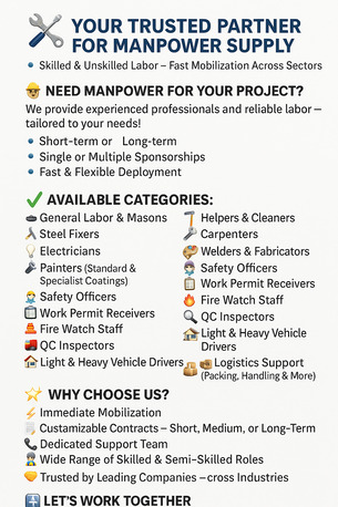 Khobar, Business, Your Trusted Partner For Skilled & Unskilled Manpower✅ Powering Your Projects✅0599988706.,