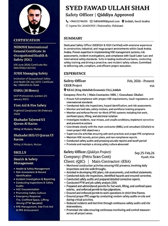 Riyadh, Job Seekers, Qiddiya Approved Safety Officer Available
