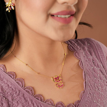 Bhubaneswar, Jewelry, INR 4681,  Buy Silver Ruby Necklace | Gold-Plated Designs Online At Sterluv!