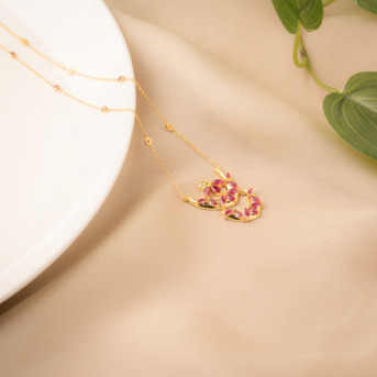 Bhubaneswar, Jewelry, INR 4681,  Buy Silver Ruby Necklace | Gold-Plated Designs Online At Sterluv!