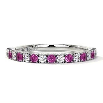 New York, Jewelry, USD 1511,  Shop Wedding Band Half Eternity Pink Sapphire Diamond Ring