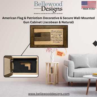 New York, Furniture, USD 154,  American Flag Hidden Gun Cabinet &ndash; Secure Wall Storage