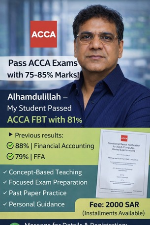 Al Aziziyah, Lessons Offered, Passe Your ACCA CMA FIA With More Than 80% Marks