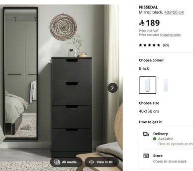 Irqah, Furniture, From IKEA Black  Shelf Unit - Cupboard - Mirror