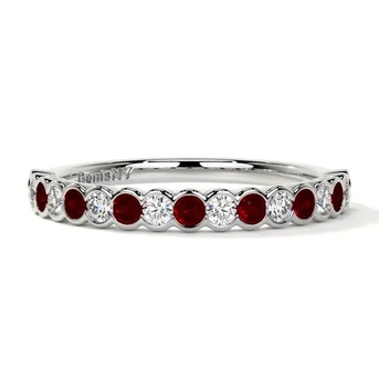 New York, Jewelry, USD 2965,  Order Ruby Wedding Band Half Bezel Ruby Ring Now