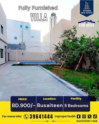 Busaiteen, Villas, BHD 900,  300 Sq. Meter,  Fully Furnished 5 BHK Luxury Villa For Rent In Busaiteen BD.900/-