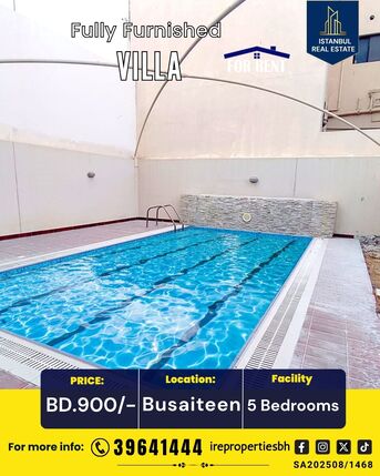 Busaiteen, Villas, BHD 900,  300 Sq. Meter,  Fully Furnished 5 BHK Luxury Villa For Rent In Busaiteen BD.900/-