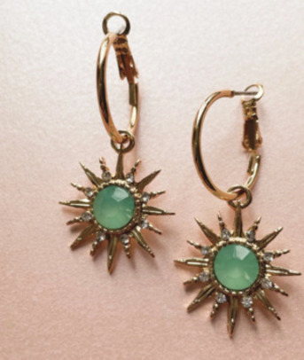 London, Jewelry, Aqua Gem Hoop Earrings