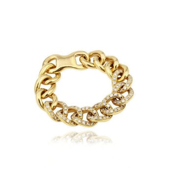 Miami, Jewelry, Pave Cuban Chain Ring &ndash; Bold & Stylish Statement Ring