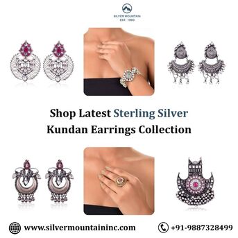 Jaipur, Jewelry, INR 36000,  Shop Latest Sterling Silver Kundan Earrings Collection