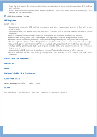 Riyadh, Job Seekers, Safety Officer /Electrical Engineer