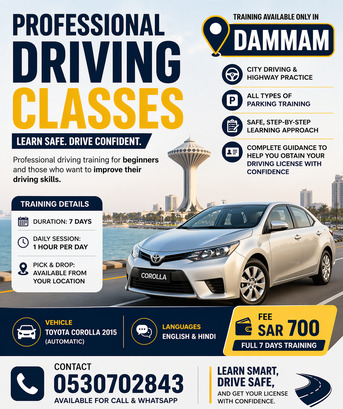 Dammam, Appliances, SAR 700,  Learn How To Drive With Professionals (1 Week)